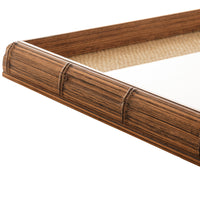 Bandeja Madeira Bambu com Vidro e Sisal Natural 38 x 24 cm