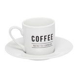 Jogo Xicara de Café com Pires em Porcelana Manhattan Branca 80ml 6 Peças