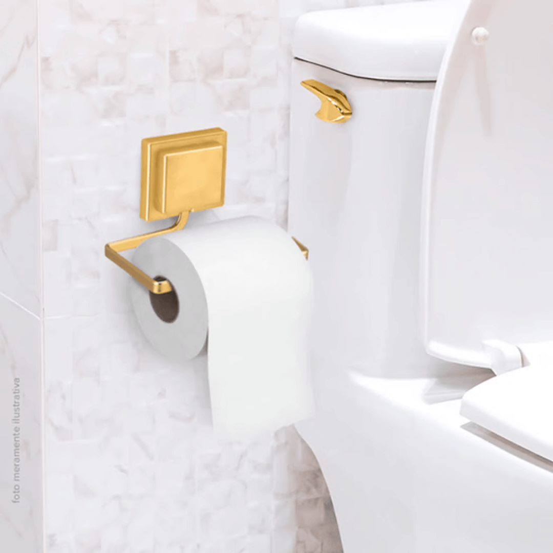 Suporte Porta Papel Higienico de Piatina 3M Dourado Fosco