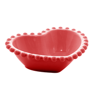 Jogo 4 Bowls em Porcelana Coração Beads Vermelho 13cm