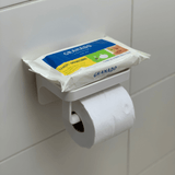 Suporte Porta Papel Higiênico e Prateleira com Ventosa Branco