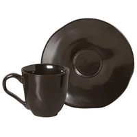 Jogo 6 Xícaras de Café com Píres Orgânico Ferrum Preto 120ml