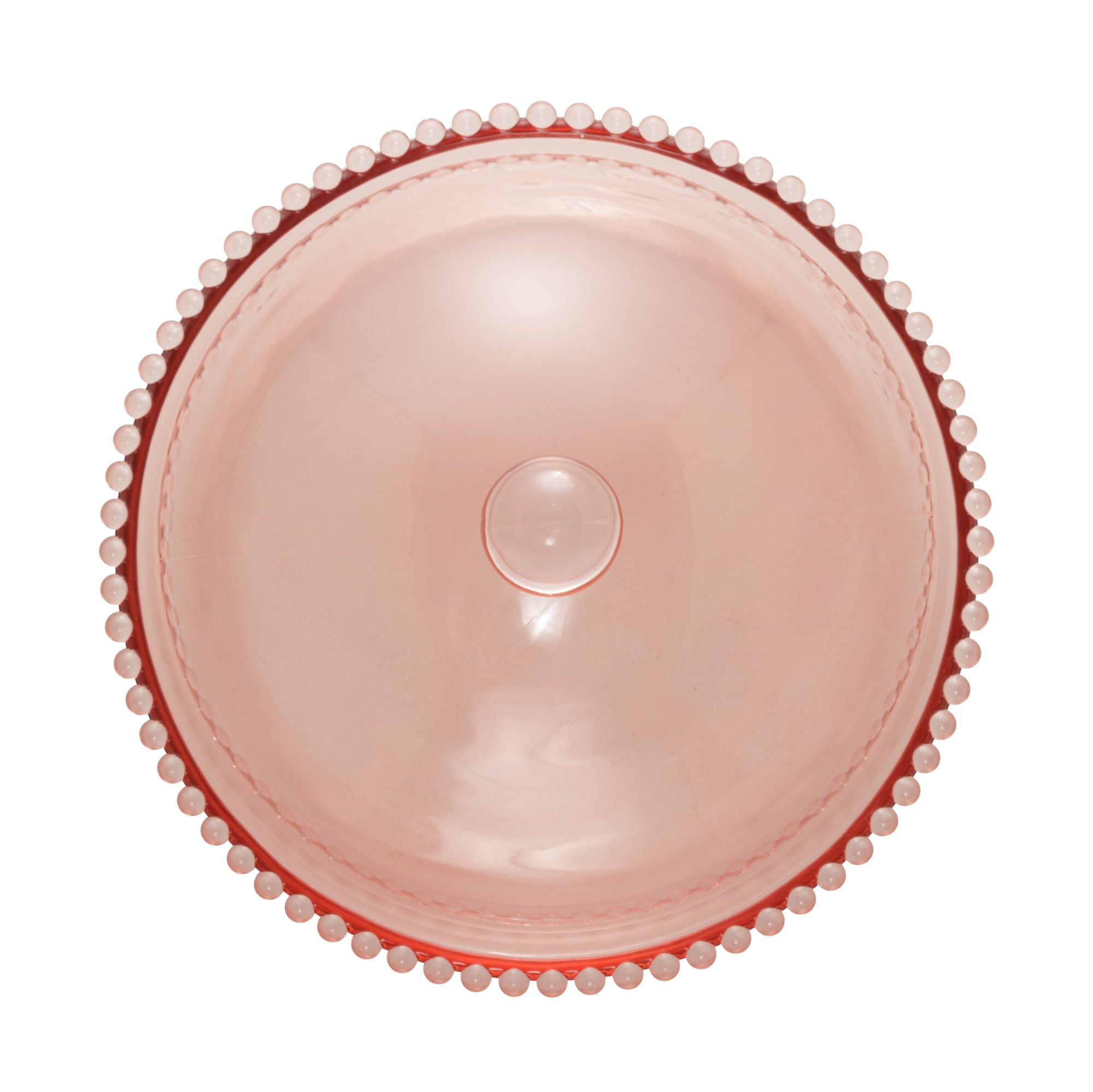 Queijeira de Cristal Pearl Bolinha Rosa - 20 cm