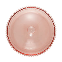 Queijeira de Cristal Pearl Bolinha Rosa - 20 cm