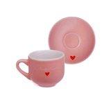 Jogo 6 Xícaras de Café com Pires em Porcelana L'amour Rosa 90ml