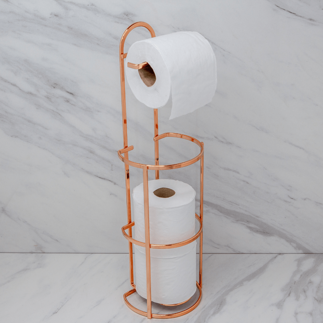 Suporte para Papel Higiênico 3 rolos de Chão e Parede Rose Gold