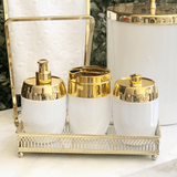 Dispenser Porta Sabonete Líquido Acquaset Branco e Dourado 300ml