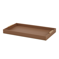 Bandeja Decorativa em MDF e PU Marrom G 40cm