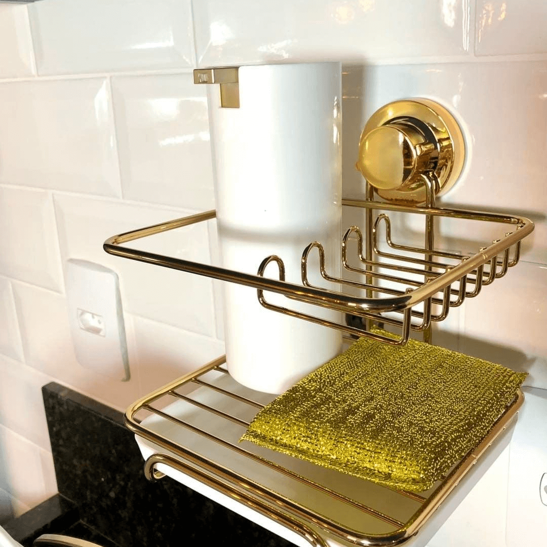 Dispenser para Detergente Linha Conceito Branco e Dourado