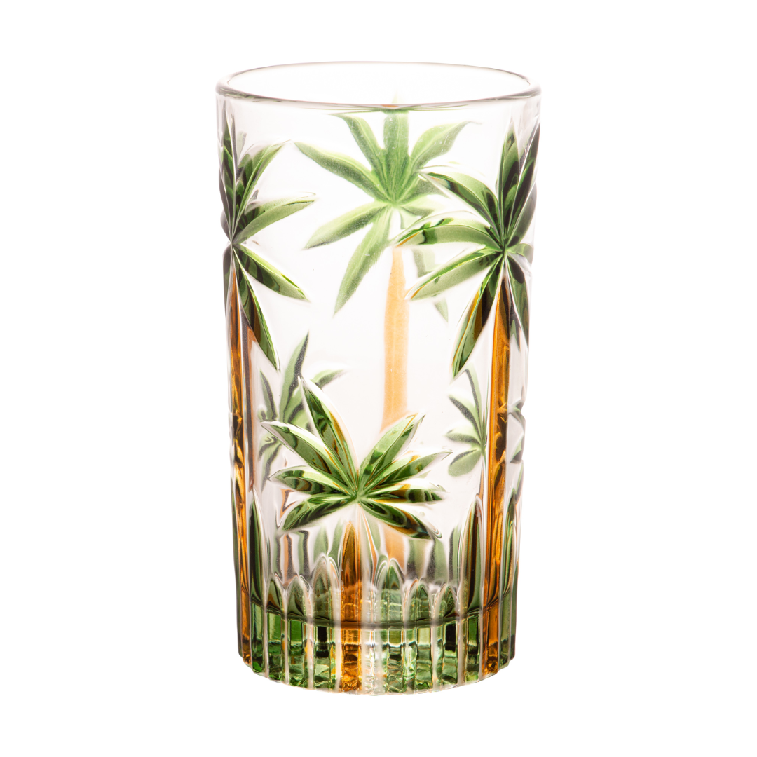 Jogo 6 Copos e 1 Jarra Cristal Palm Tree Handpaint