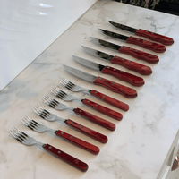 Kit Churrasco em Aço Inox com Cabo Vermelho Polywood 14 Peças Tramontina