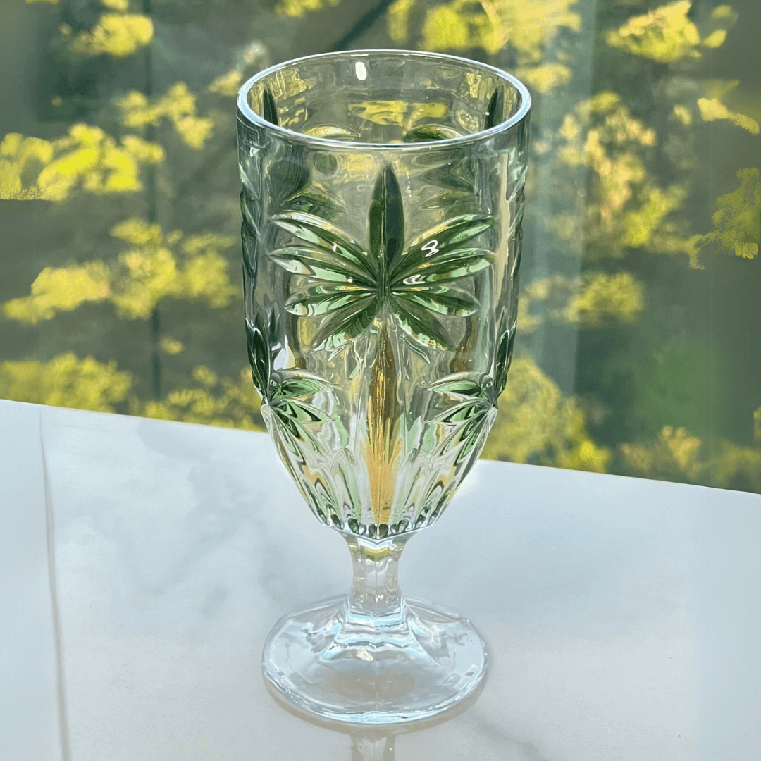 Taça Cristal De Chumbo Palm Tree Handpaint 450ml