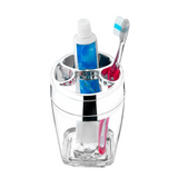 Porta Escova e Creme Dental Plástico Transparente 22cm