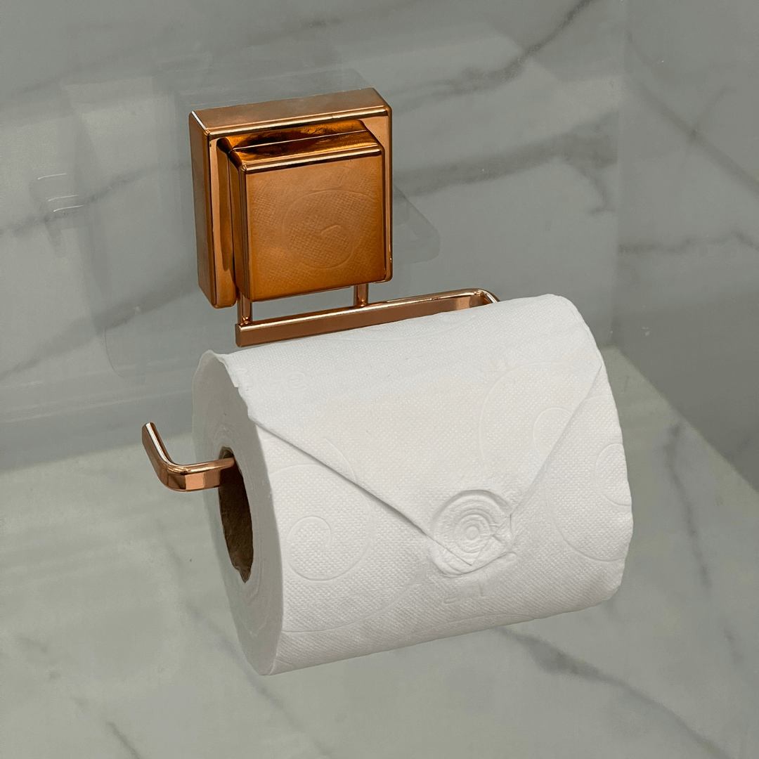 Suporte para Papel Higiênico com Ventosa Rose Gold 12,5cm