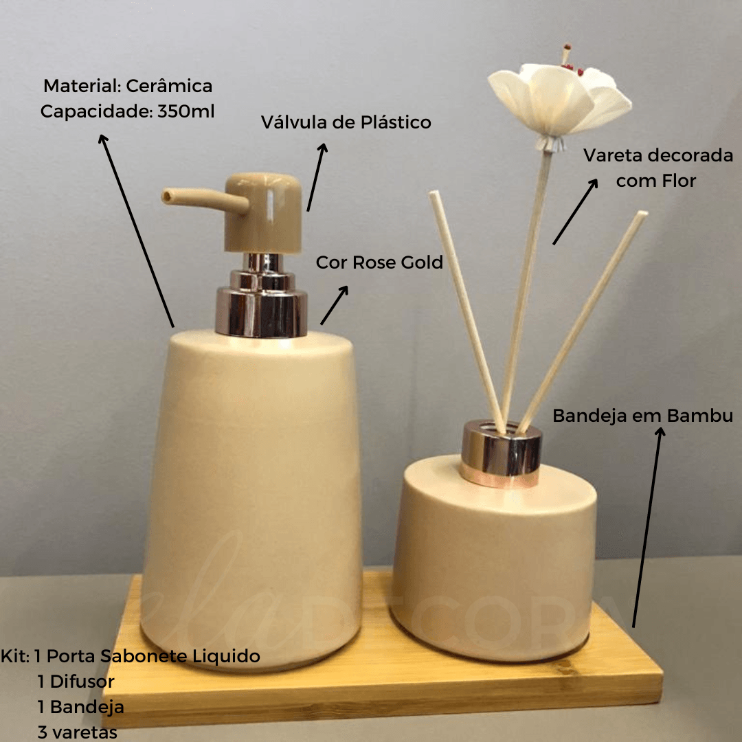 Jogo para Banheiro Bege 3 Peças