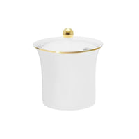 Açucareiro de Porcelana com Tampa Branco com Filete Ouro Linha Sofia - 200ml - Ela Decora