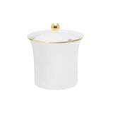 Açucareiro de Porcelana com Tampa Branco com Filete Ouro Linha Sofia - 200ml - Ela Decora