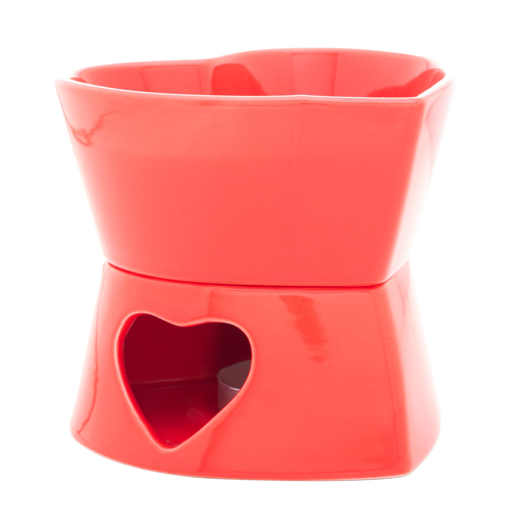 Aparelho de Fondue para Duas Pessoas Coração Vermelho 4 Peças 400ml - Ela Decora