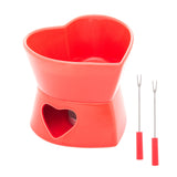 Aparelho de Fondue para Duas Pessoas Coração Vermelho 4 Peças 400ml - Ela Decora