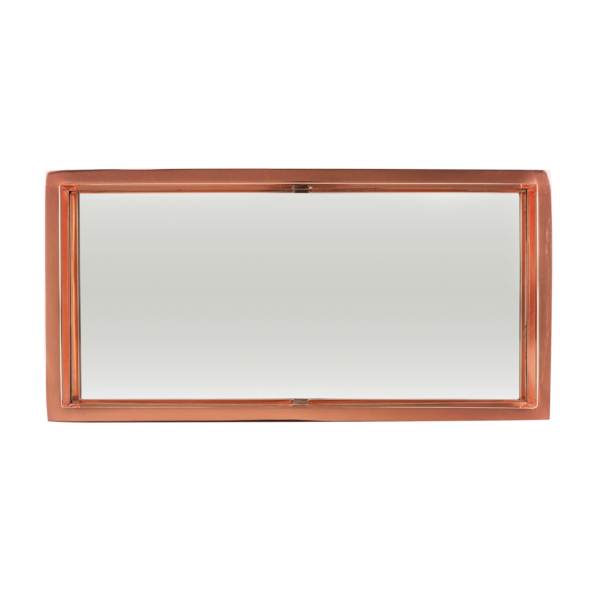 Bandeja Aço Inox com Espelho Rose Gold - 30cm - Ela Decora