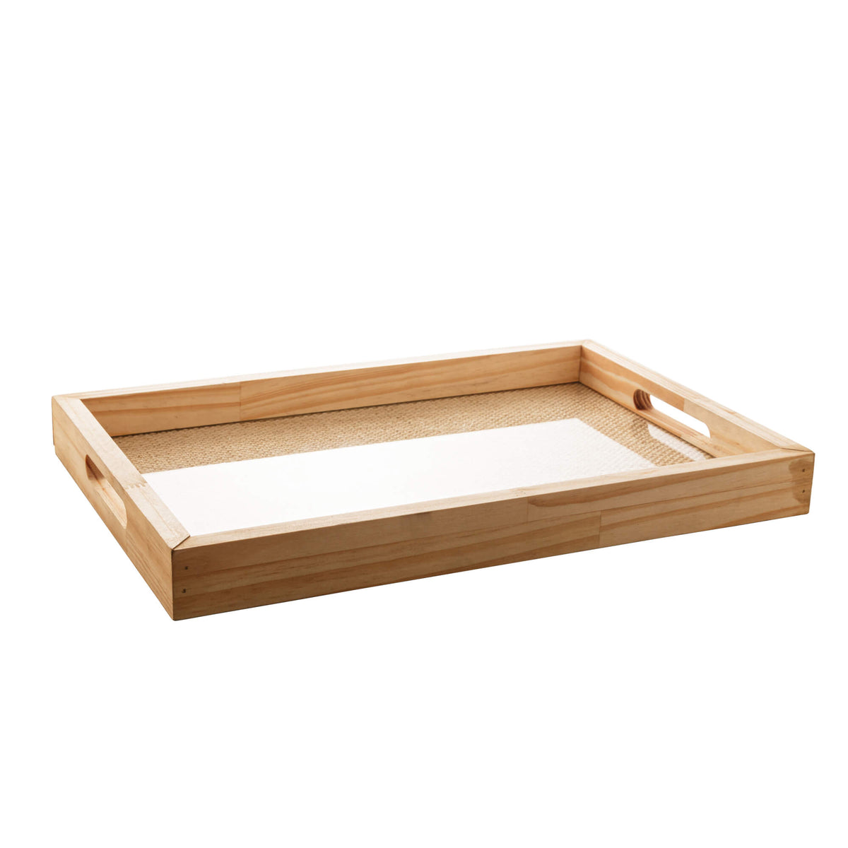 Bandeja de Madeira Pinus com Sisal Natural 45cm - Ela Decora