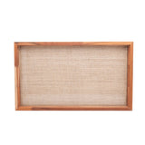 Bandeja de Madeira Teca com Sisal 45cm - Ela Decora