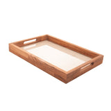 Bandeja de Madeira Teca com Sisal 45cm - Ela Decora