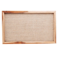 Bandeja de Madeira Teca com Sisal para Servir 50cm - Ela Decora