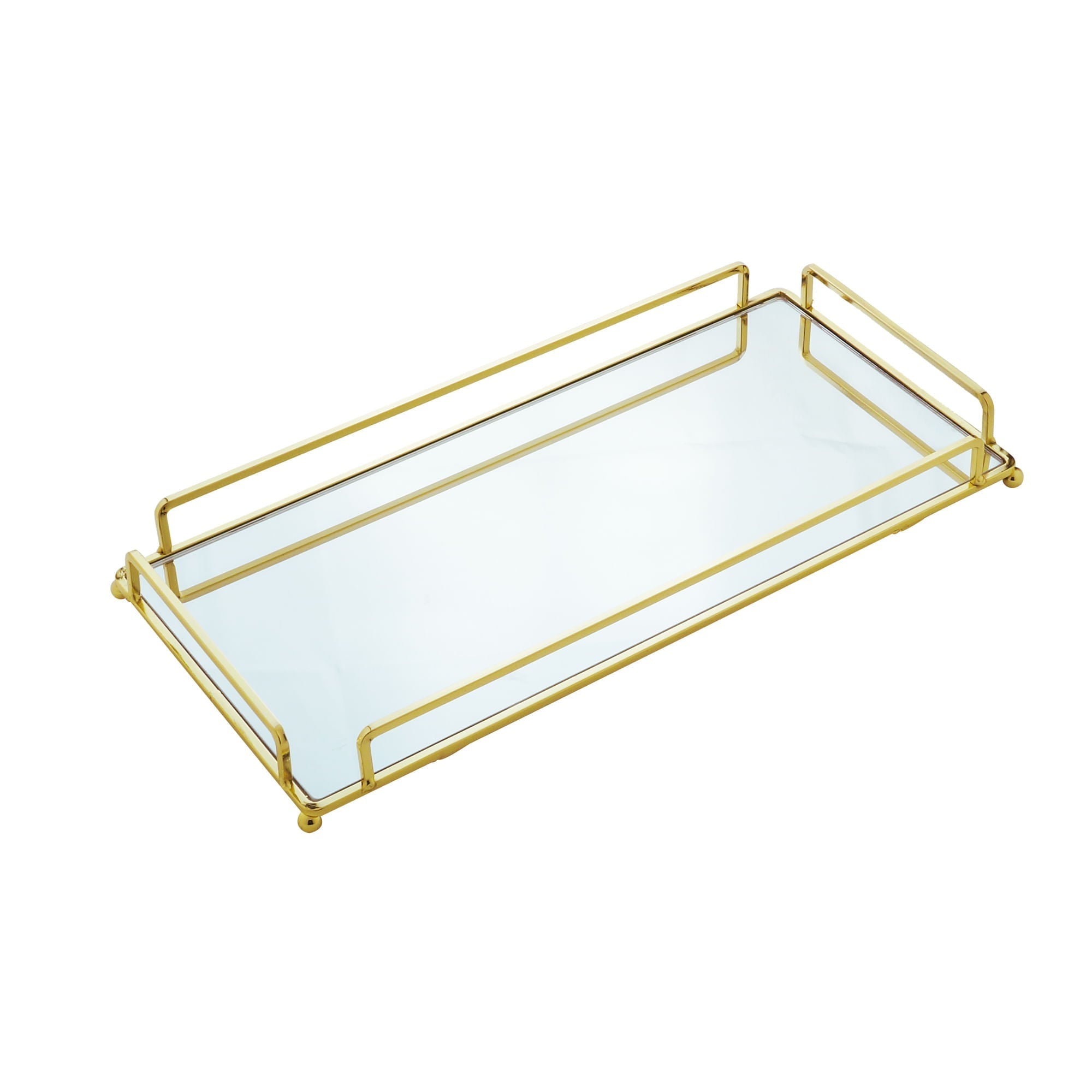 Bandeja Decorativa de Metal com Espelho Dourado 32cm - Ela Decora