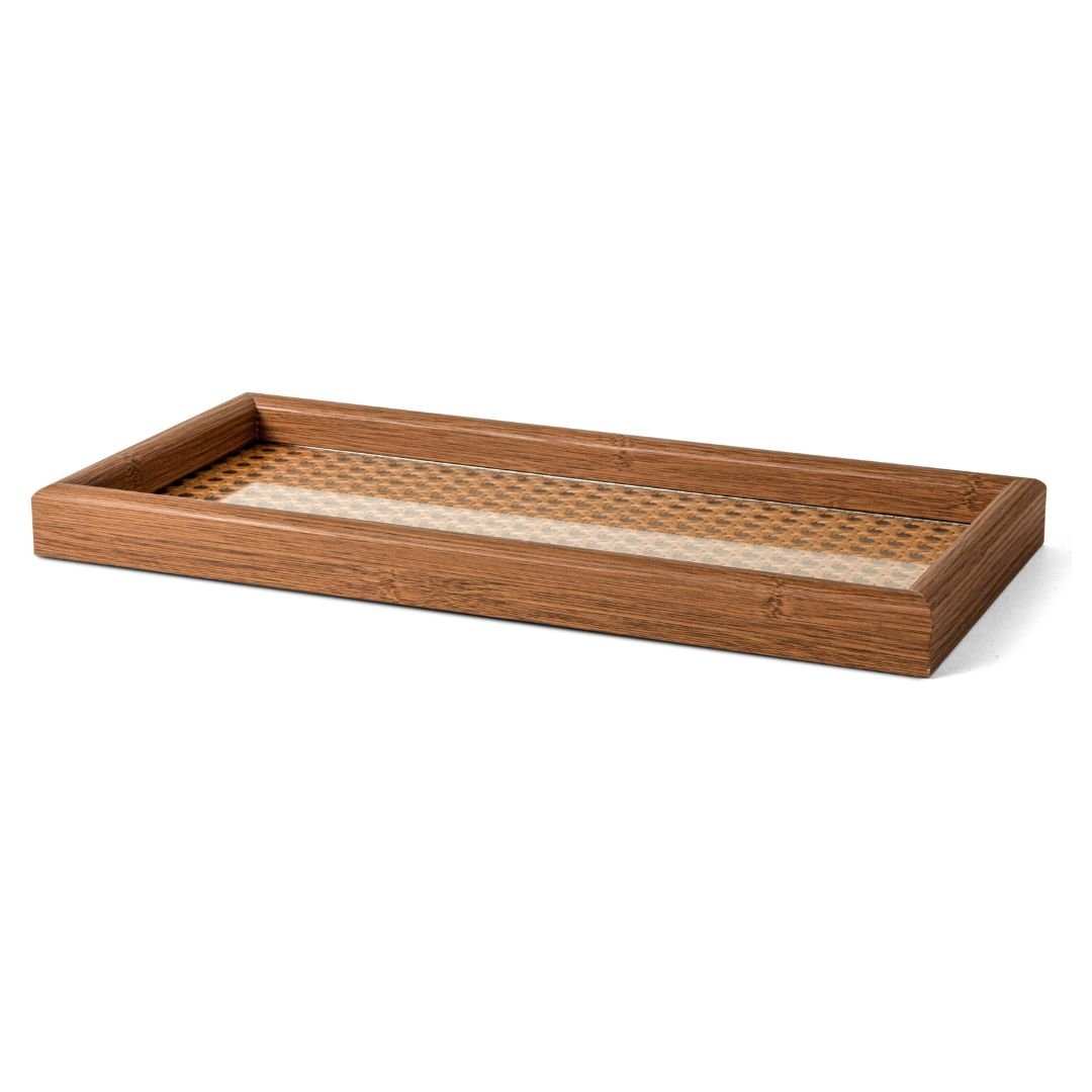 Bandeja Decorativa em MDF com Rattan 38cm - Ela Decora