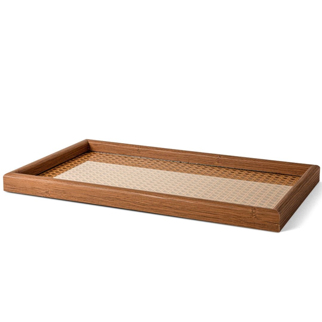 Bandeja Decorativa em MDF com Rattan 45cm - Ela Decora