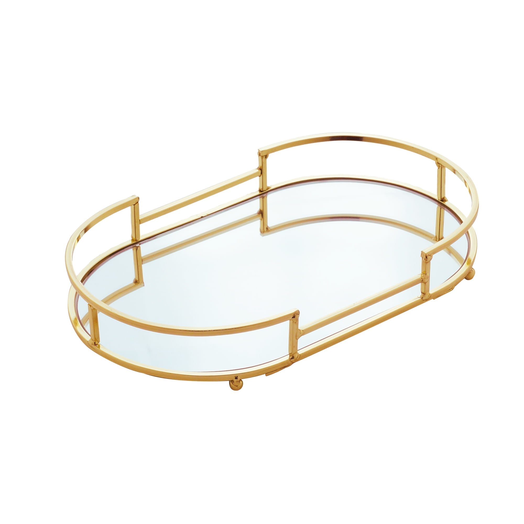 Bandeja Decorativa Metal Dourada 26cm - Ela Decora