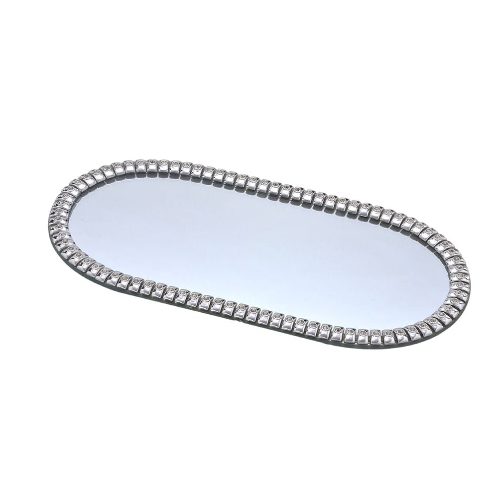 Bandeja Decorativa Oval Cromada 30cm - Ela Decora