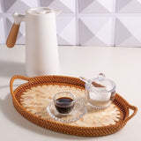 Bandeja Decorativa Rattan e Madrepérola 40cm - Ela Decora