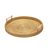 Bandeja Decorativa Redonda Rattan com Alça 40cm - Ela Decora