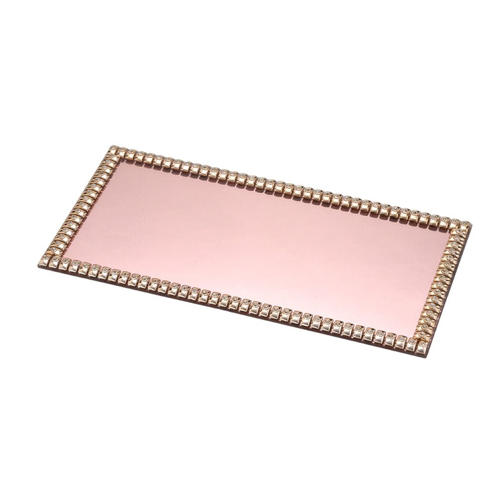 Bandeja Decorativa Retangular Rose Gold 32cm - Ela Decora