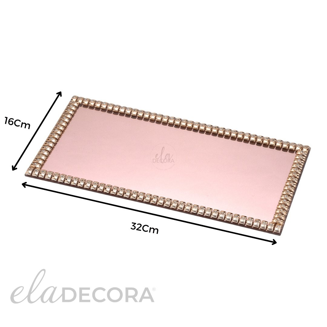 Bandeja Decorativa Retangular Rose Gold 32cm - Ela Decora