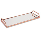 Bandeja em Metal com Espelho e Alça G Rose Gold 50cm - Ela Decora