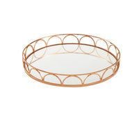 Bandeja em Metal com Espelho Rose Gold 35cm - Ela Decora