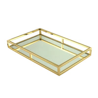 Bandeja Espelhada Aço Inox Dourado 41cm x 26cm x 5cm - Ela Decora