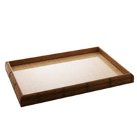 Bandeja Madeira Bambu com Sisal Natural 45 x 30cm - Ela Decora