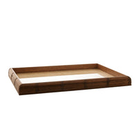 Bandeja Madeira Bambu com Vidro e Sisal Natural 38 x 24 cm - Ela Decora