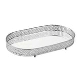 Bandeja Prata Oval Em Metal Com Espelho - 38,5 - Ela Decora