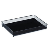 Bandeja Retangular Preta Em Metal Com Espelho Preto 4 x 24 x 12 cm - Ela Decora