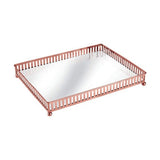 Bandeja Rose Gold em Metal Com Espelho - 19,5 x 26,5 cm - Ela Decora