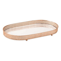 Bandeja Rose Gold em Metal com Espelho Oval G - 38,5 cm - Ela Decora