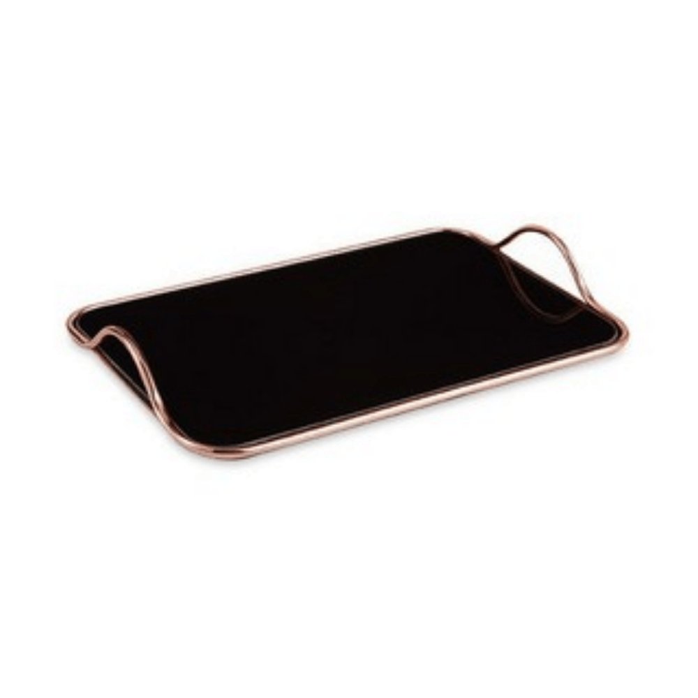 Bandeja Rose Gold Em Metal Com Espelho Preto (P) - 34cm - Ela Decora