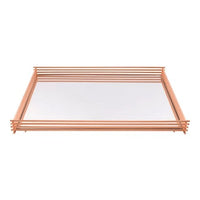 Bandeja Wire Com Espelho Rose Gold 40cm X 30cm - Ela Decora