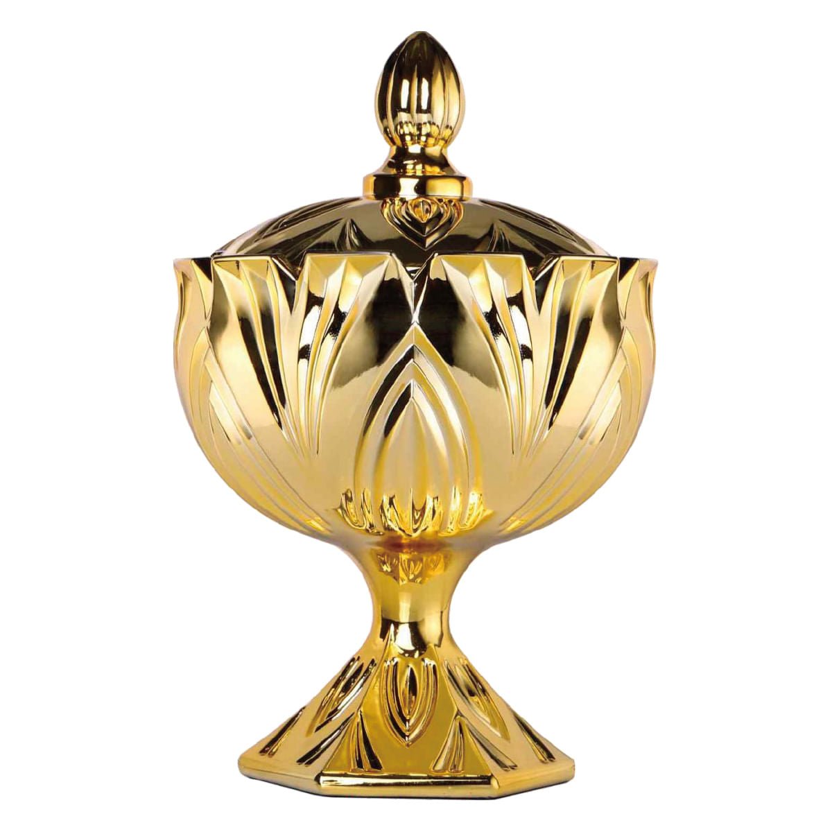 Bomboniere Potiche Cristal de Chumbo Dourado 14cm - Ela Decora