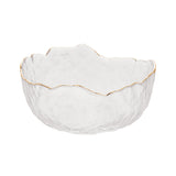 Bowl Cristal de Chumbo Martelado com Borda de Dourada Taj 13cm - Ela Decora